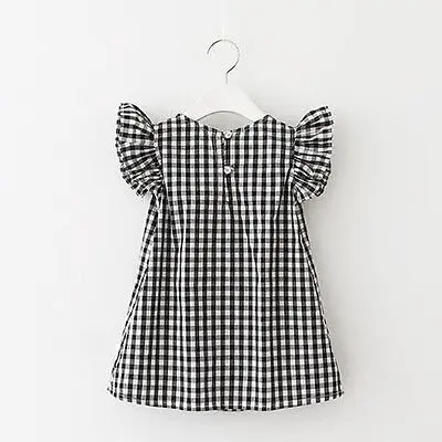FOCUSNORM 2017 хлопковое клетчатое платье с О-образным вырезом и рюшами для маленьких