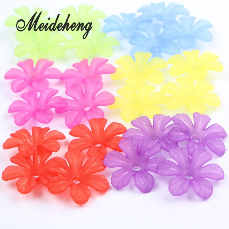 31 мм акриловые цветы красочные Полупрозрачные Матовые Цветочные бусины для