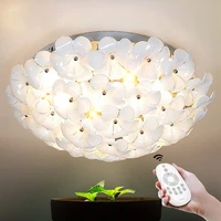 modern surface mounted led ceiling light flower shape frosted glass light fixture for dining room remote control optional