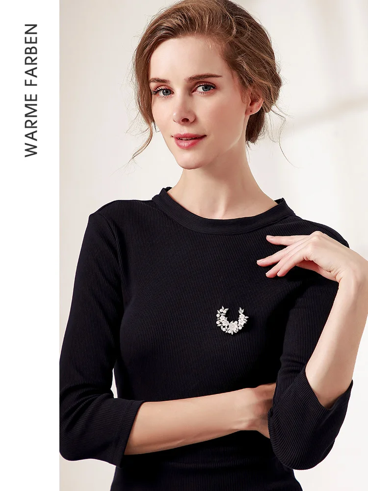 Женская жемчужная брошка Swarovski украшенная кристаллами с белыми вишневыми