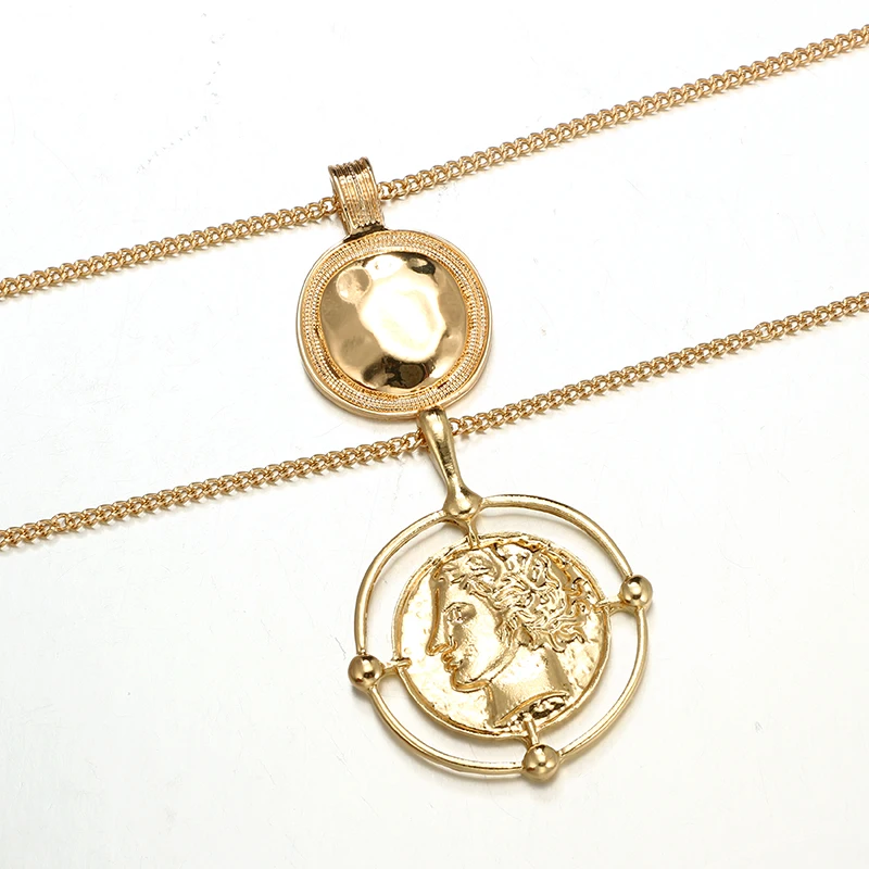 Ожерелье docona в стиле панк женское крупное круглое ожерелье с подвеской-монетой