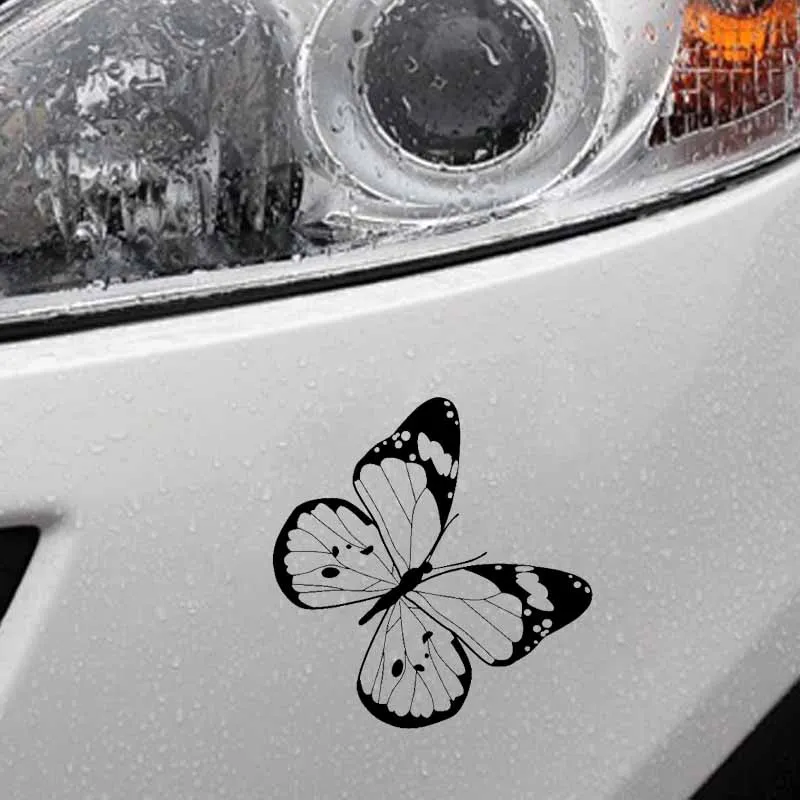 

YJZT 15CM*15.4CM Lovely Butterfly Hollowed Out Vinyl Decal Nifty Car Sticker Black/Silver C19-0606