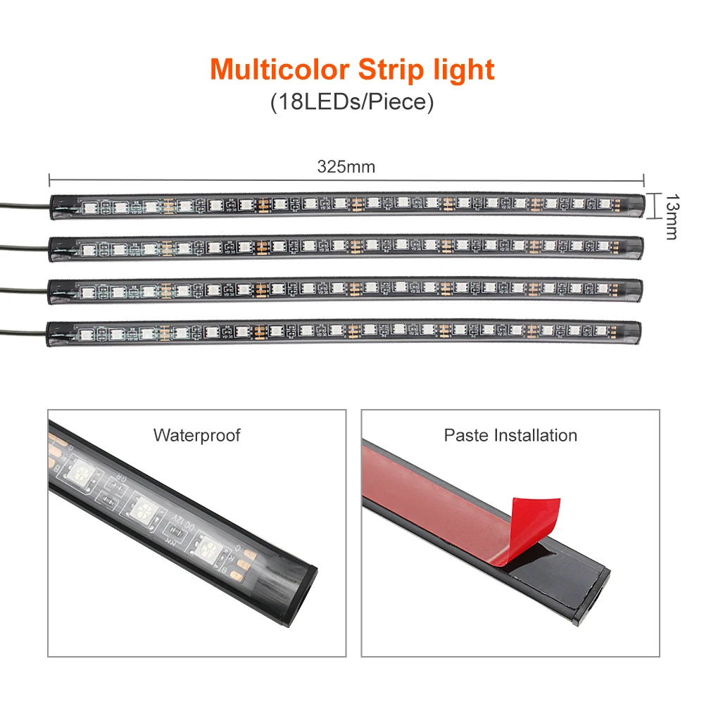 Цветная (RGB) Светодиодные ленты светильник украшение автомобиля 5050 SMD RGBW Музыка