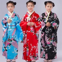 summer japanese style kimono princess clothing girls costumes dance performance floral print kimono girl photography clothes