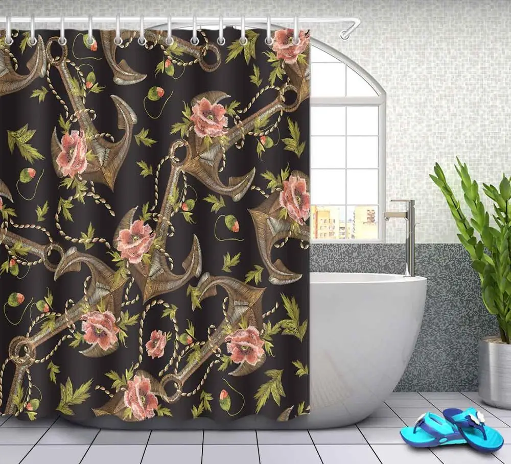 only curtain-5750 LB 72 ''12 крючков, водонепроницаемые тропические цветы и ананасы, занавески для душа, s набор, занавески для ванной комнаты, ткань для ванной, домашний декор - Цвет: only curtain-5750