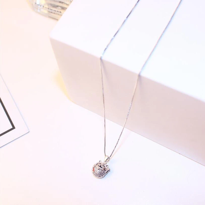 

2019 Lucky Cat Pendant Necklace For Women Animal Zodiac Cat Pendants Necklaces Rose Gold Color Jewelry Fashion Birthday Gifts