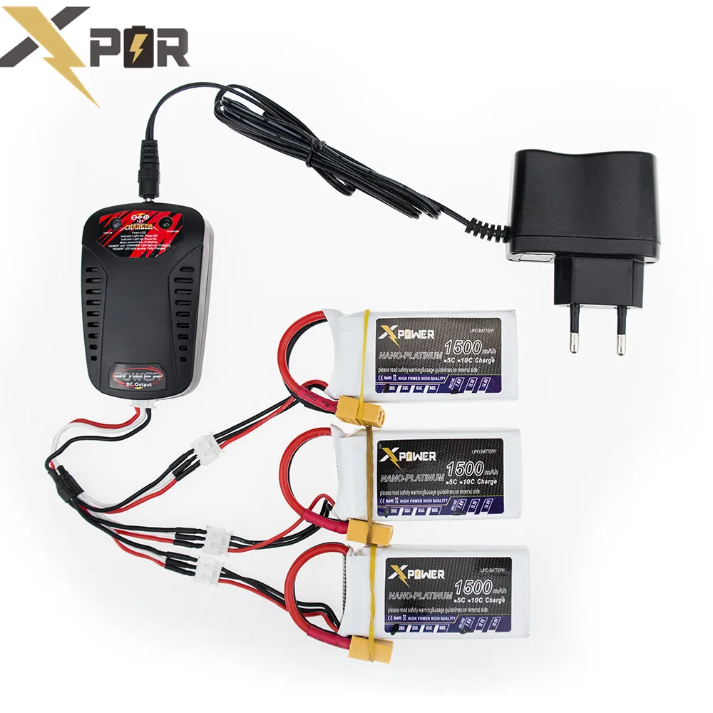3 шт. Drone Bateria 7 4 В 1500 мАч XT60/T Li po 2S батареи с быстрым зарядным устройством в 1 кабель