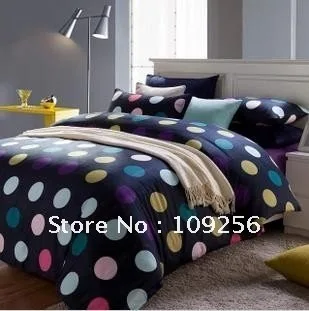 Polka Dot Cotton reactive printing a family of four cotton-type bed linen enterprises bedding King and Queen size set | Дом и сад