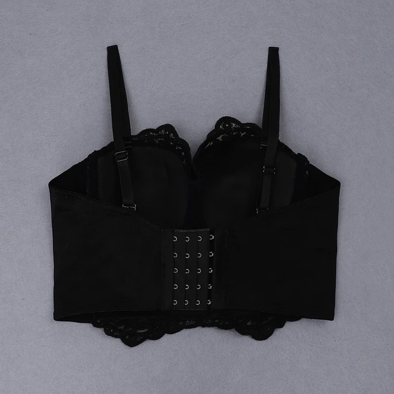 INDRESSME 2019 New Sexy Bra Cropped Top Embellished Lace Beading Spaghetti Straps Skinny Hot Summer Women Sexy Club Party Tops