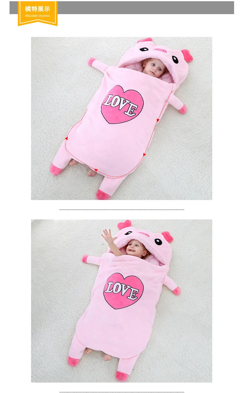 Baby Sleeping Bag Newborns Flannel Cartoon Fox Sleep Bag Kids Winter Sleepsacks Bag Swaddle Baby Envelopes for 0-3 Years