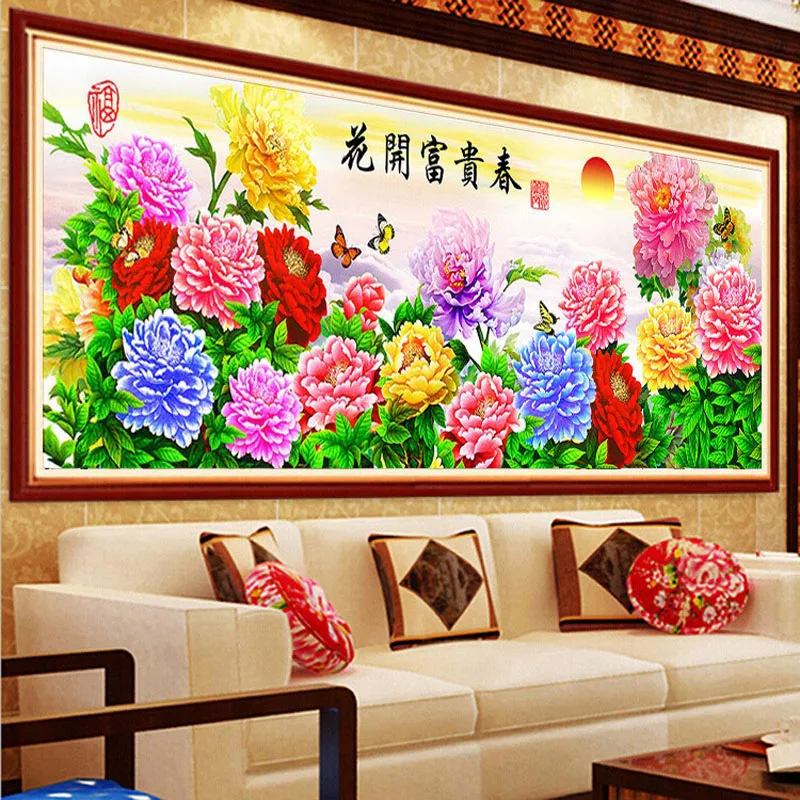 DIY Алмазная вышивка набор для рисования с круглыми камнями и полотном цветущими