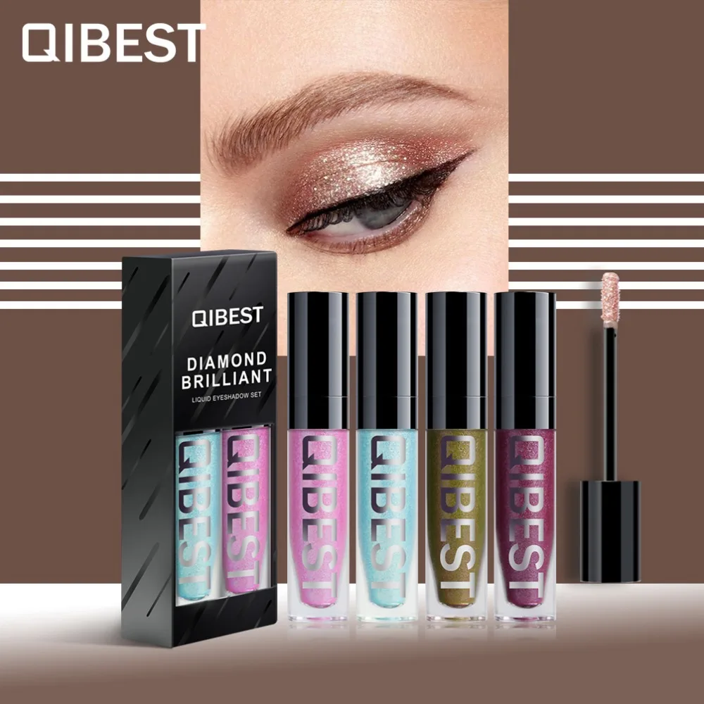 Qibest 2 шт./компл. Жидкий блеск Тени для век Водонепроницаемый макияж Diamond 3D