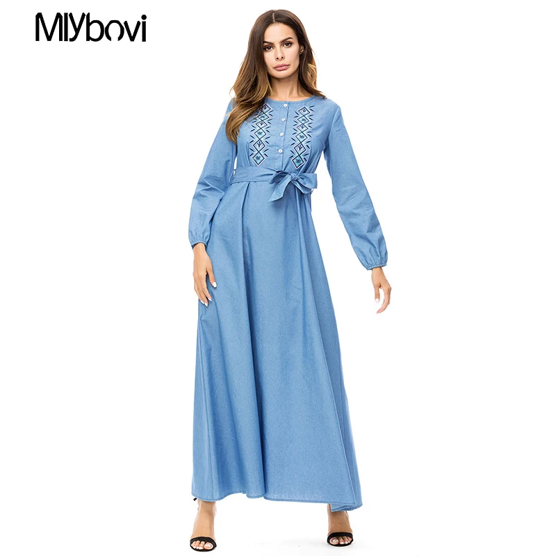 4XL Для женщин Повседневное Этническая цветочной вышивкой Макси длинное платье с