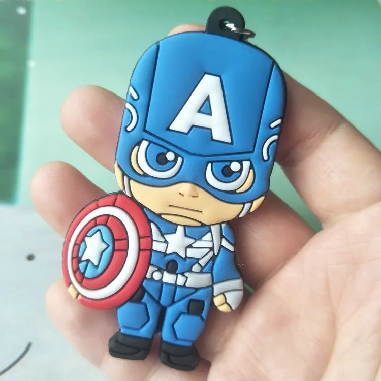 Marvel Дэдпул Бэтмен мультфильм ПВХ брелки Железный человек Капитан Америка Забавные милые подвесные брелоки porte clefs Llaveros детский подарок