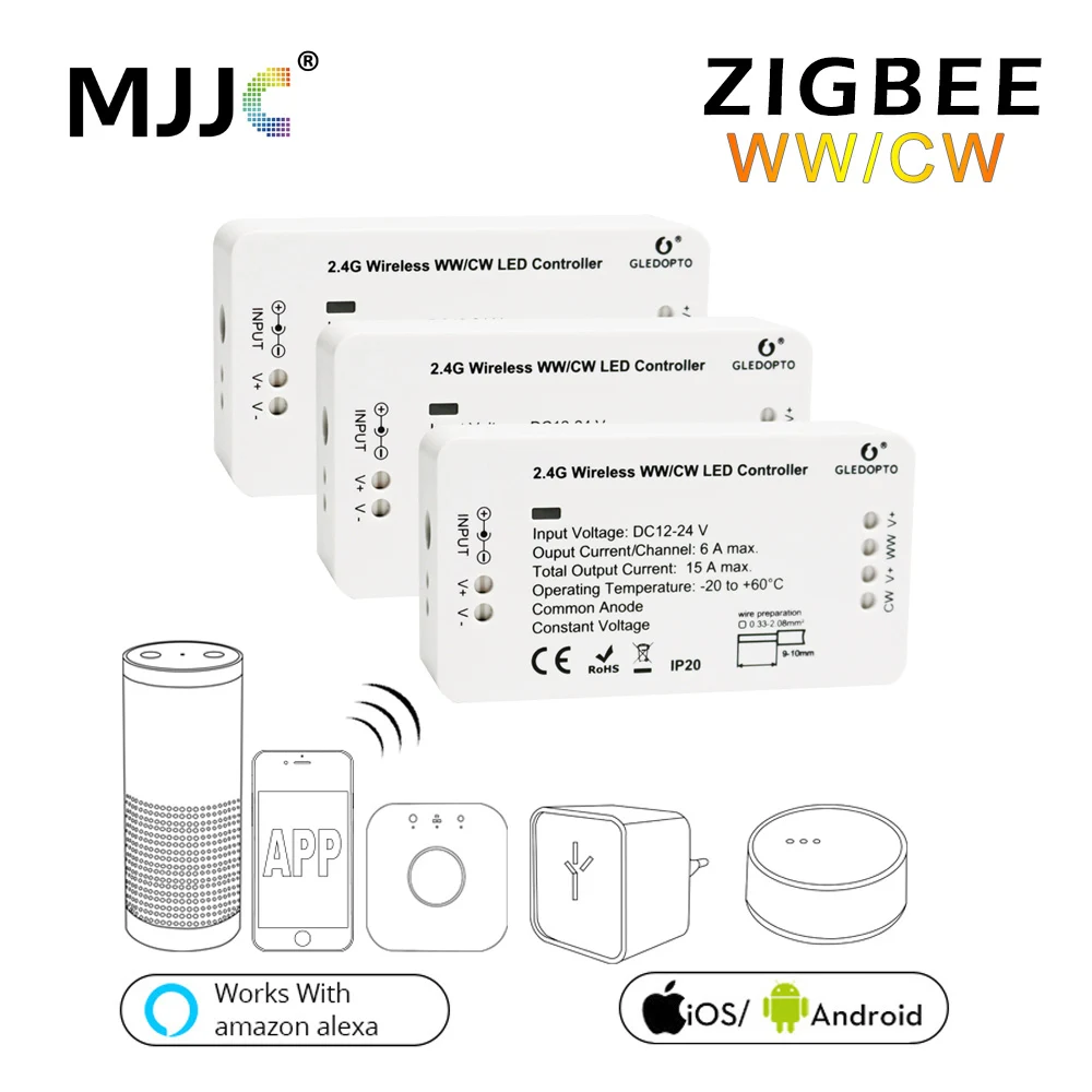 Светодиодный контроллер Zigbee WW CW светодиодный DC12V 24V Zll с приложением RGBW