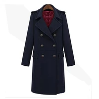 fashion double breasted long coat women faux cashmere overcoat thick jacket windbreaker wool winter brand clothing