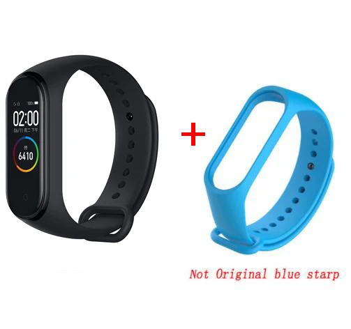 add blue strap Xiaomi mi Band 4 умный браслет 3 цвета AMOLED экран mi band 4 Smartband фитнес-тренажер Bluetooth спортивный водонепроницаемый смарт-браслет - Цвет: add blue strap