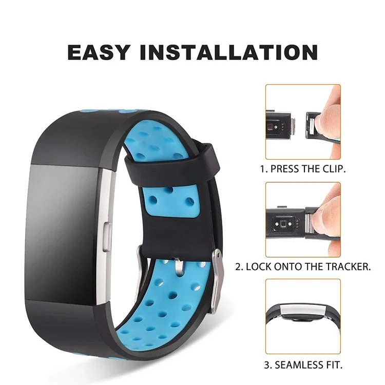 BOX-W Replacement Bands Compatible for Fitbit Charge 2 Adjustable Breathable Wristbands with Air Holes Straps |