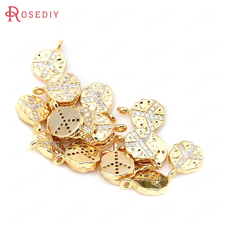 

(34420)6PCS 9*12MM 24K Gold Color Brass with Zircon Symbol Charms Pendants High Quality Diy Jewelry Findings Accessories