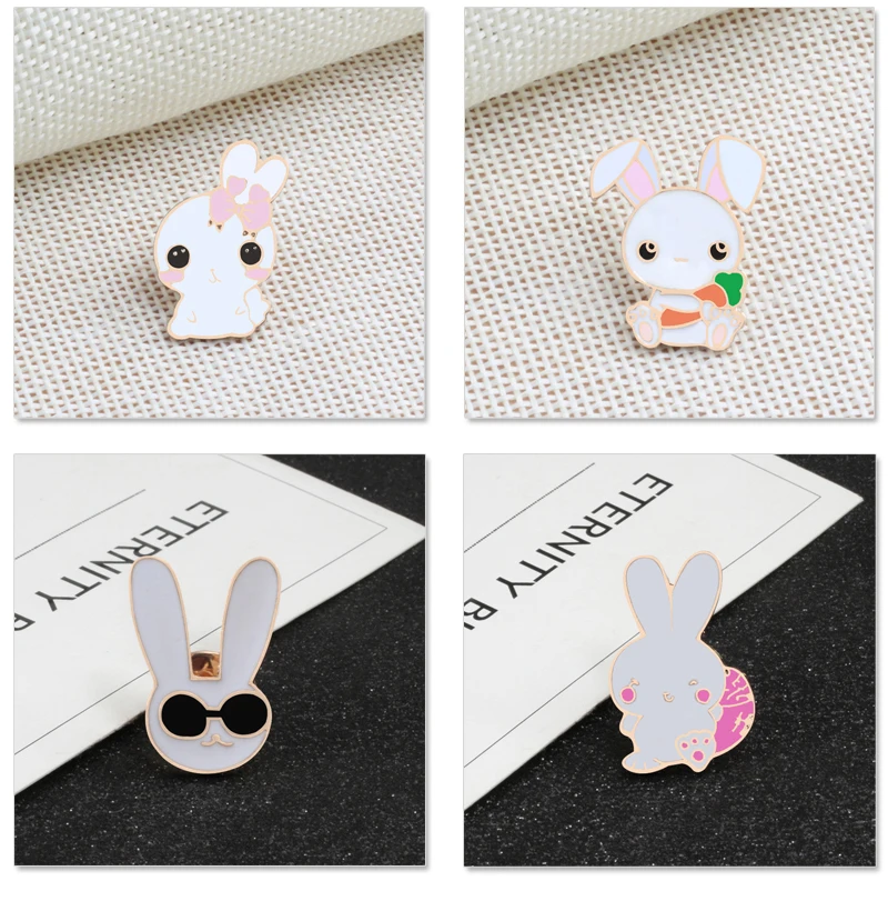 1 шт. булавки броши Kawaii животное брошь кролик морковь гриб значок нагрудные джинсовые куртки рюкзак аксессуары ювелирные изделия женский подарок
