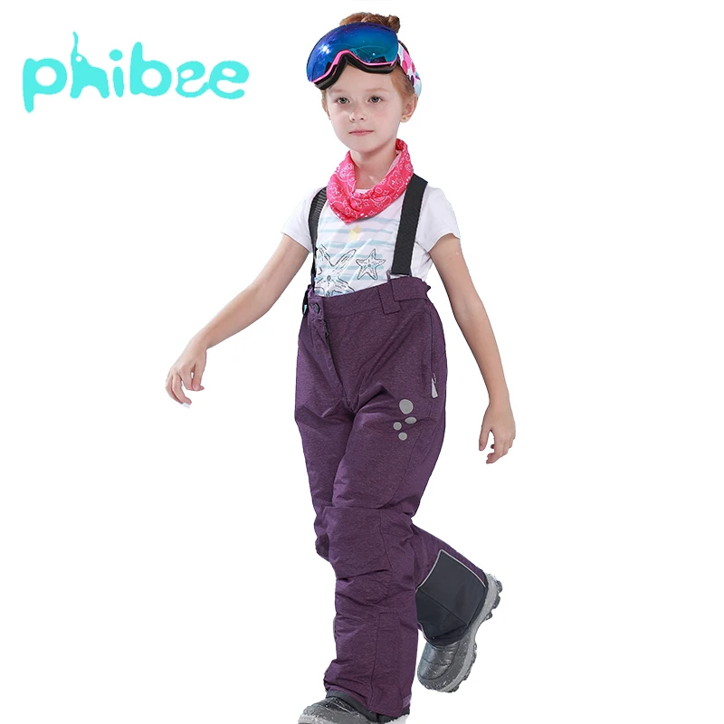 Phibee/комбинезоны для девочек лыжные штаны теплые водонепроницаемые