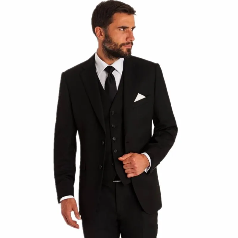 Cheap Dark Grey Black Men Suits Groom Tuxedos Wedding for 4 Pieces (Jacket+Pants+vest+tie) Groomsman Formal Suit | Мужская одежда