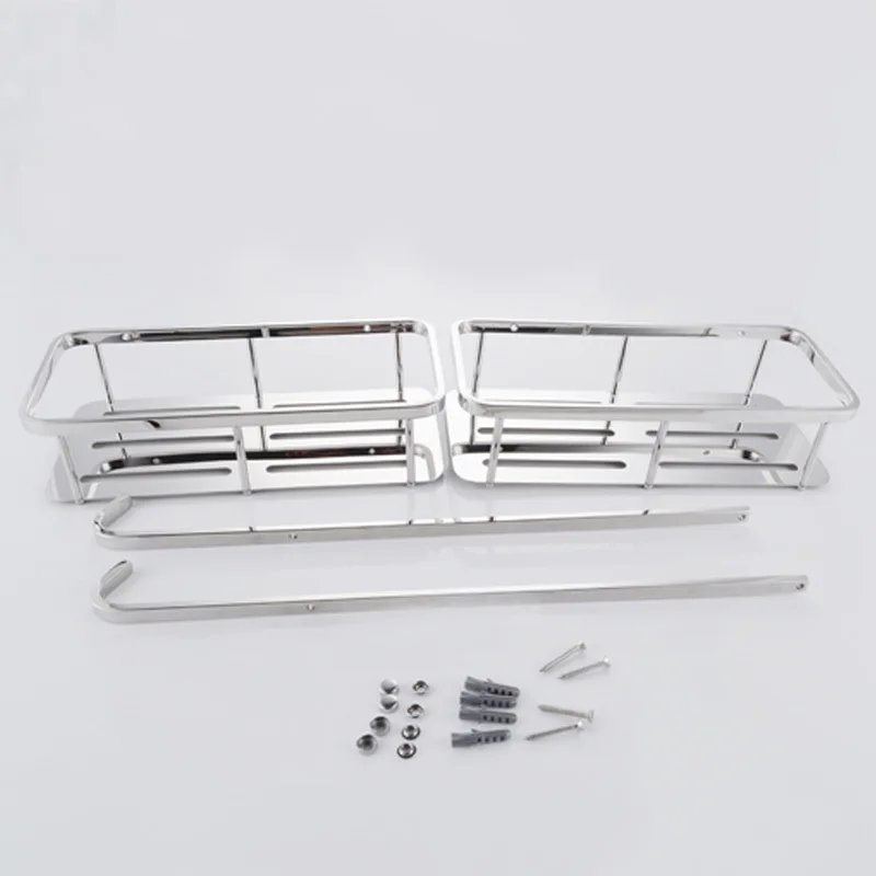 ROLYA черный и хромированный уголок для ванной комнаты 2 уровневая прямоугольная