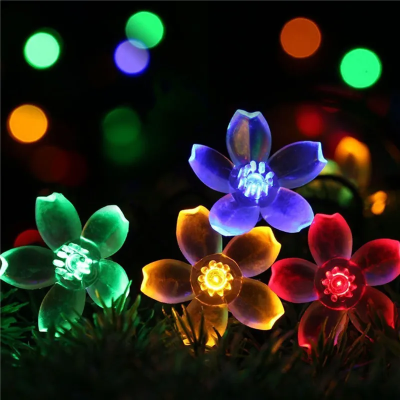 Vioslite солнечные 50LED цветок стиль свет шнура Открытый сады газон Патио Свадьбы