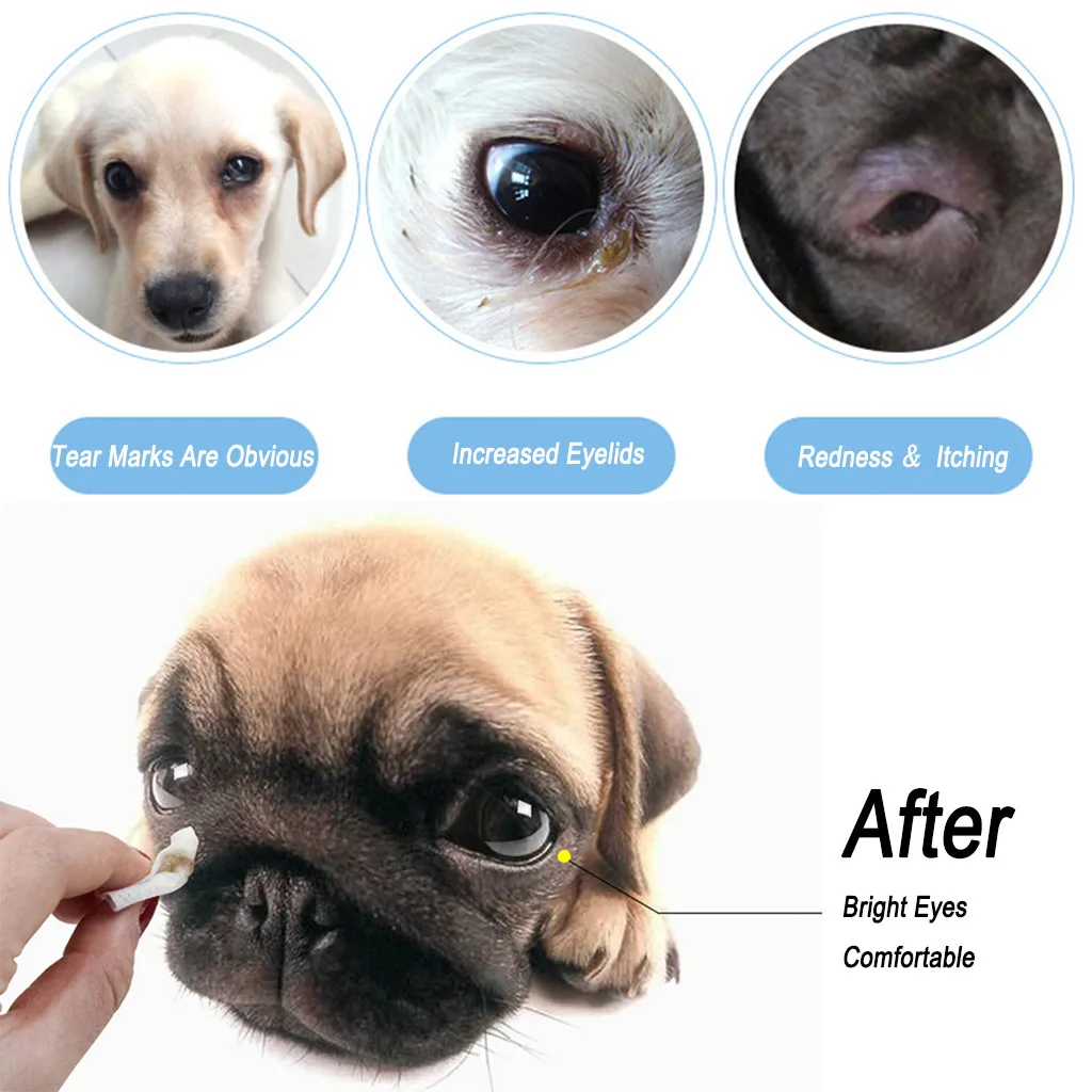 100 шт./компл. для домашних животных собак кошек бумажные полотенца глаз влажные