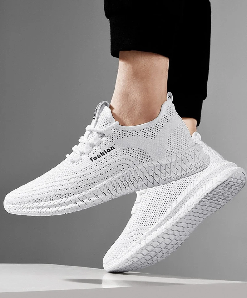 Мужские кроссовки BONJEAN дышащие теннисные flyknit на плоской подошве для прогулок |