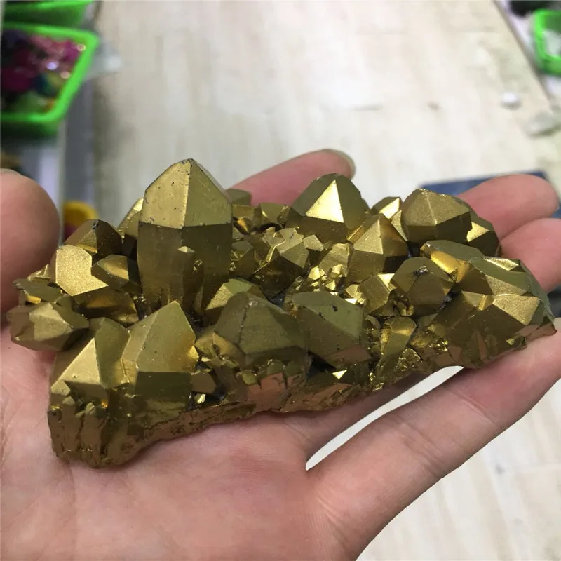 

80-120 граммов, новые стильные гальванические цветы, кластеры желтых кристаллов