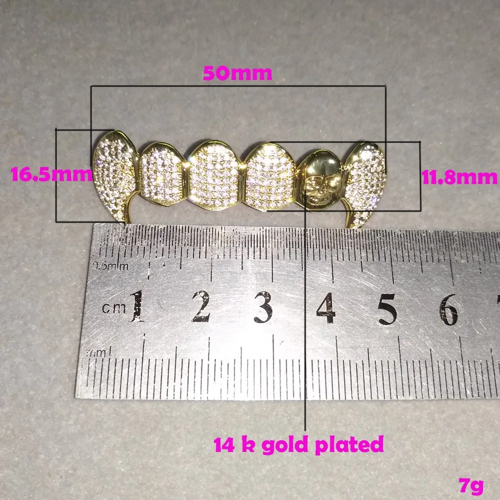 VANAXIN Панк зубы Grillz мужские ювелирные изделия зубной рта Панк зубы шапки вечерние подарок AAA Bling кубический золотистый, циркониевый крутой