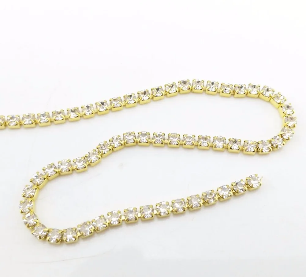 

11 Yards (10M) 2mm DIY Jewelry making Crystal Rhinestone Close Chain Trimming Claw Chain