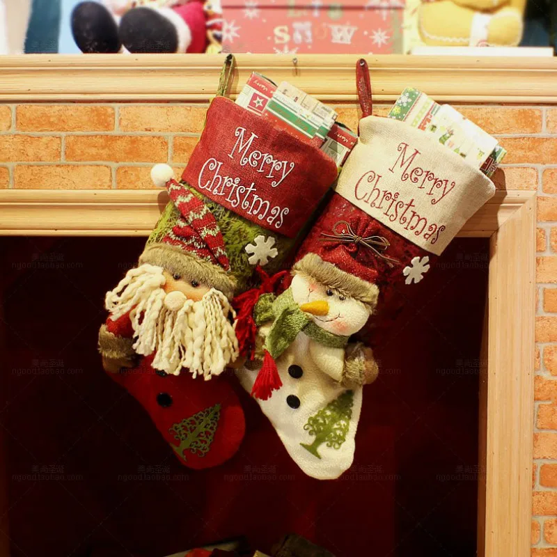 Высокая конец милые рождественские чулки Форма рук мешок дети Снеговик носок