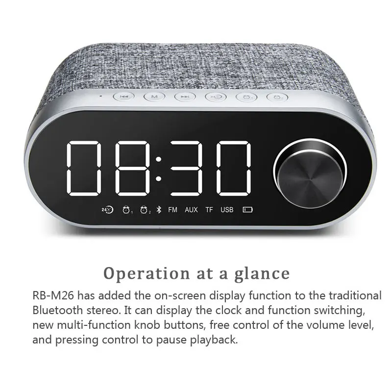 Remax FM радио многофункциональные Bluetooth колонки двойной будильник поддержка tf