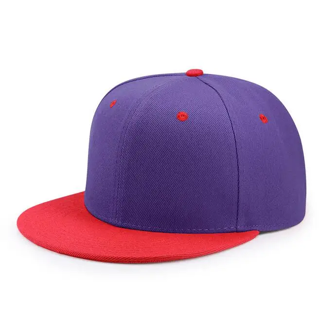 red purple С фабрики бейсбольная кепка Embroidey дети/Дети кепки в стиле хип-хоп Плоские полями Лоскутная бейсбольная кепка с индивидуальным логотипом взрослые солнцезащитные шапки для мальчика - Цвет: red purple