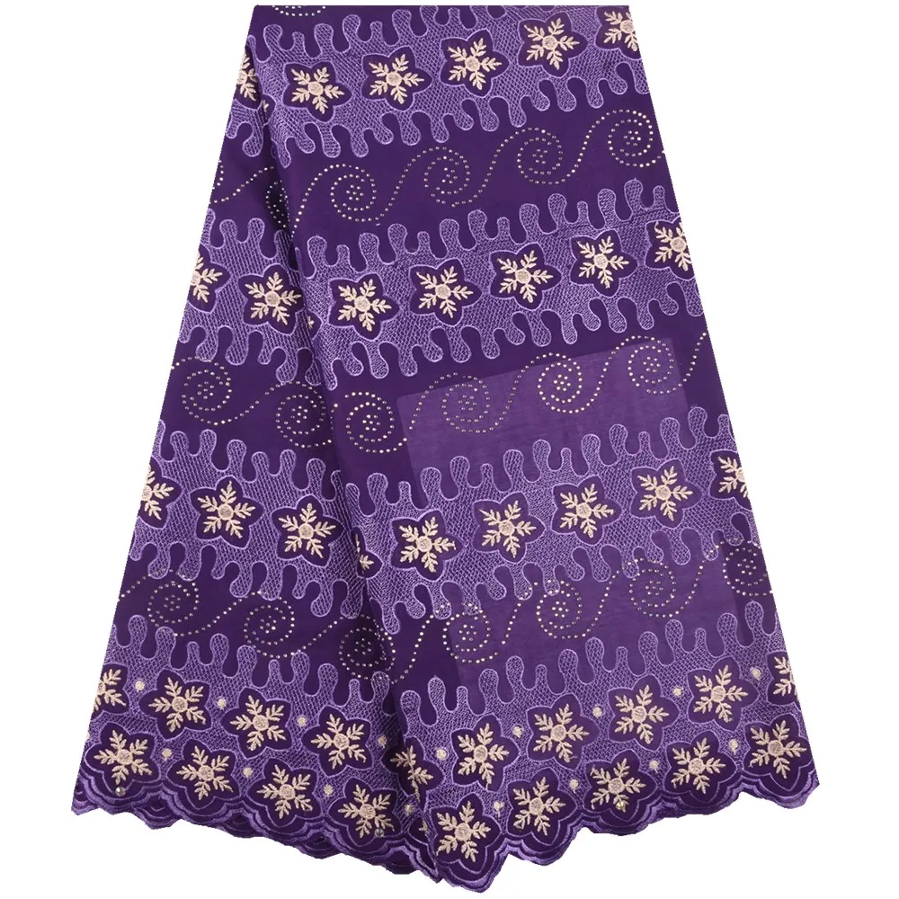 

Purple African Swiss Cotton Voile Lace 2019 High Quality Swiss Voile Lace In Switzerland Nigerian Dry Lace For Men Women S1595