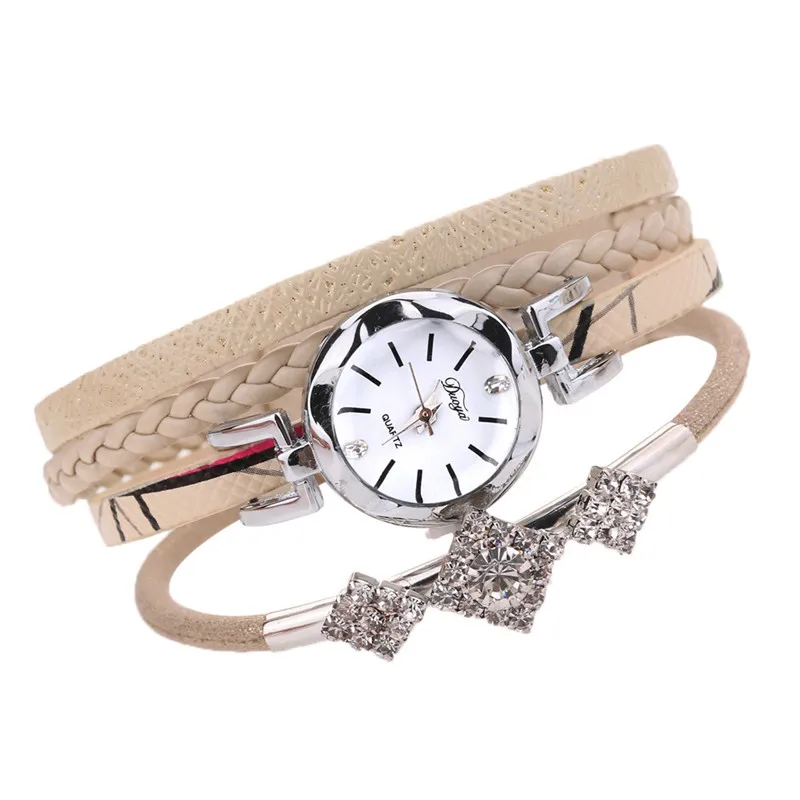 Beige Минимализм, женские часы, модные, с циферблатом, Женские кварцевые наручные часы, стразы, кожаный браслет, часы Zegarki Damskie@ 50 - Цвет: Beige
