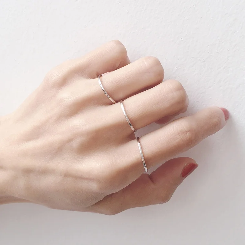 F.I.N.S Real 925 Sterling Silver Ring Minimalist Open Adjustable Ring Fashion Wedding Bands for Couples Fine Jewelry Female Ring