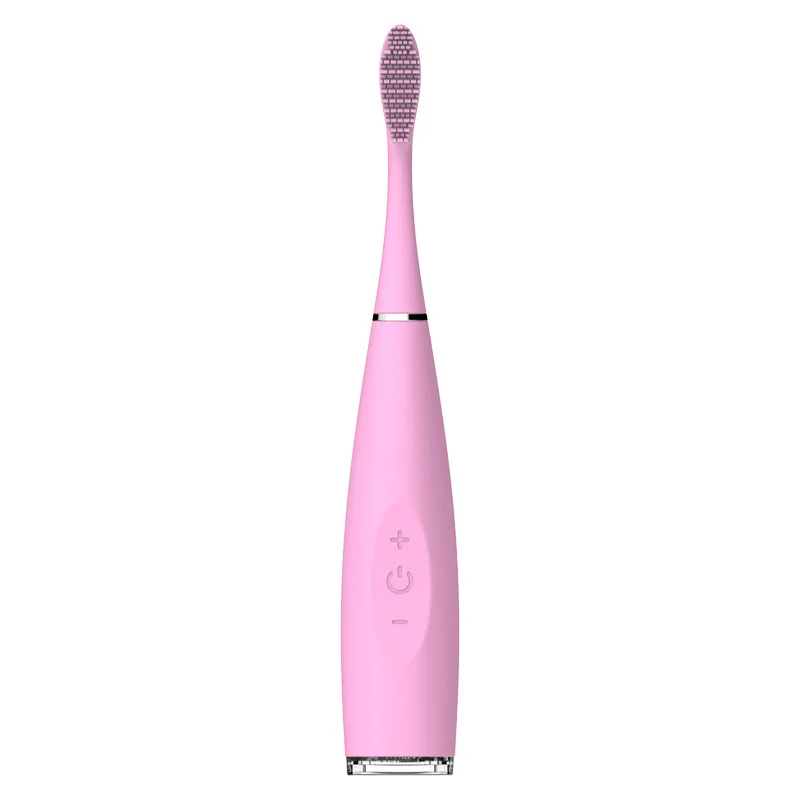 Pink Электрическая зубная щетка с силиконовой головкой, usb зарядка, зубная щетка, звуковая волна, вибрация всего тела, водонепроницаемая, пять режимов щетки - Цвет: Pink