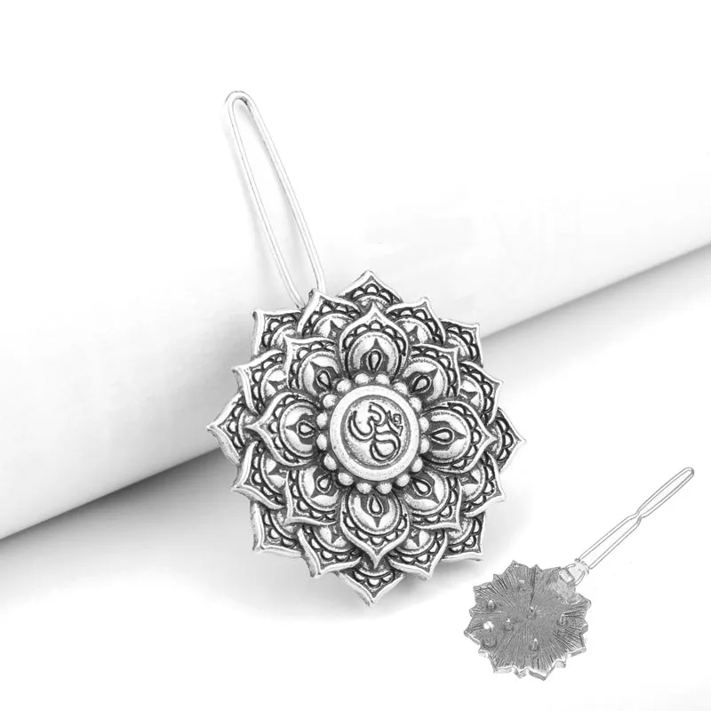 

Flower of Life Hair Clips Yoga Mandala Meditation Art Hairpins Hair Accessories Vintage Headdress Side clip for hair Barrettes