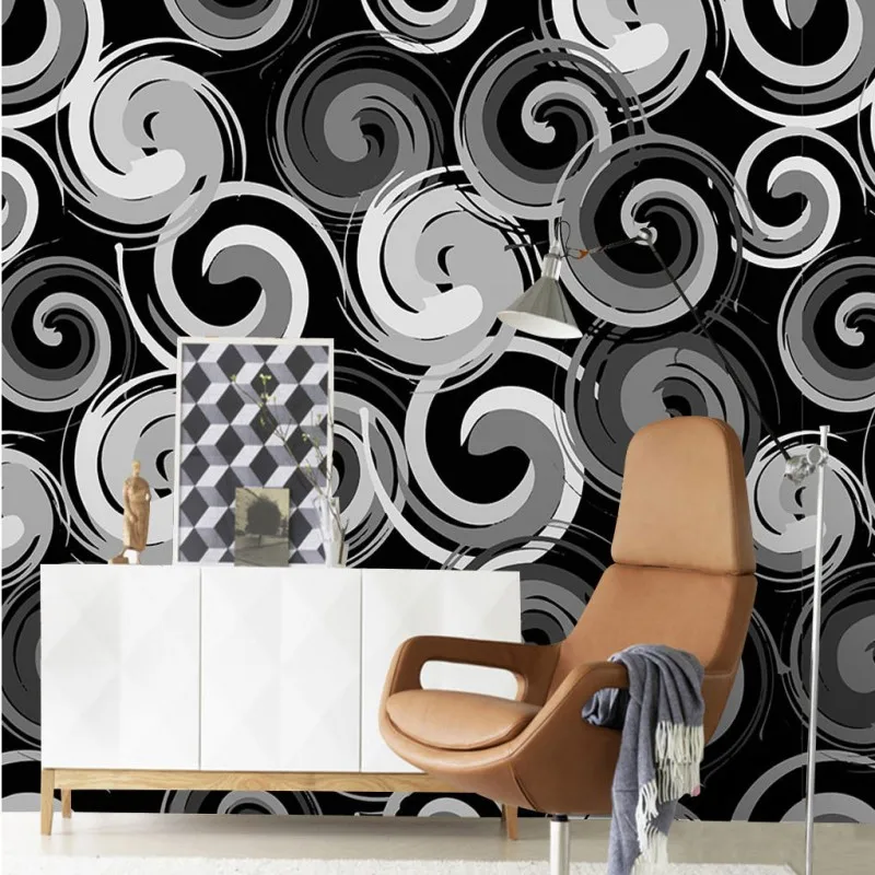 Фото обои индивидуальность черный белый Спираль фон Стена ресторан спальня