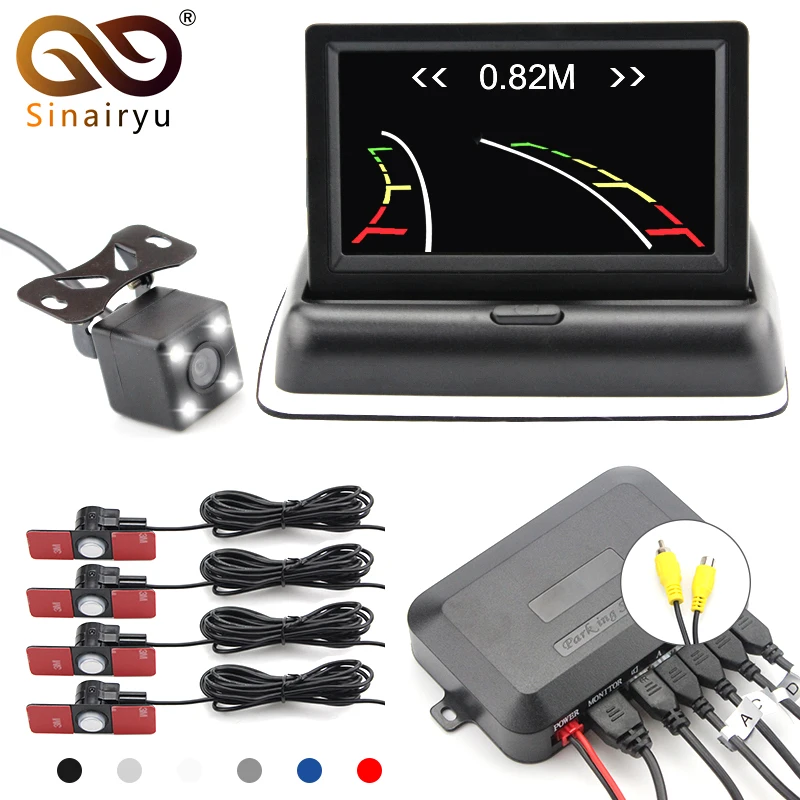 4.3 inch Folding Car in-Dash Monitor Video Parking Sensor Reverse Backup Assistance Trajectory Rearview Camera | Автомобили и