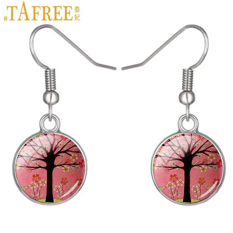 Серьги-подвески TAFREE с изображением цветка Жизни дерева птицы прекрасные фото