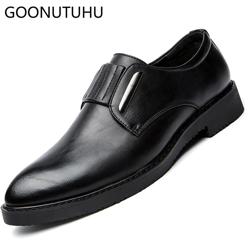 2019 new style fashion men's shoes casual leather loafers male classic black slip on shoe man coffice comfortable for men | Обувь