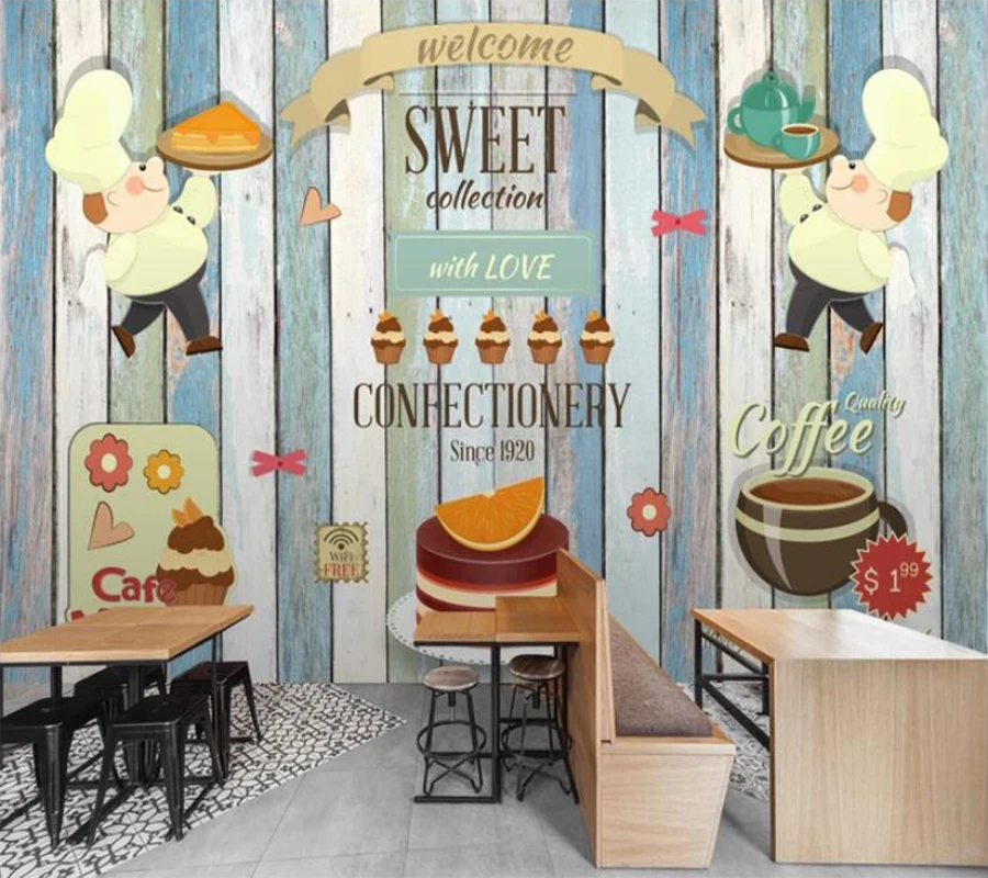Decorative wallpaper Fashion hand drawn gourmet dessert shop cake background wall | Обустройство дома