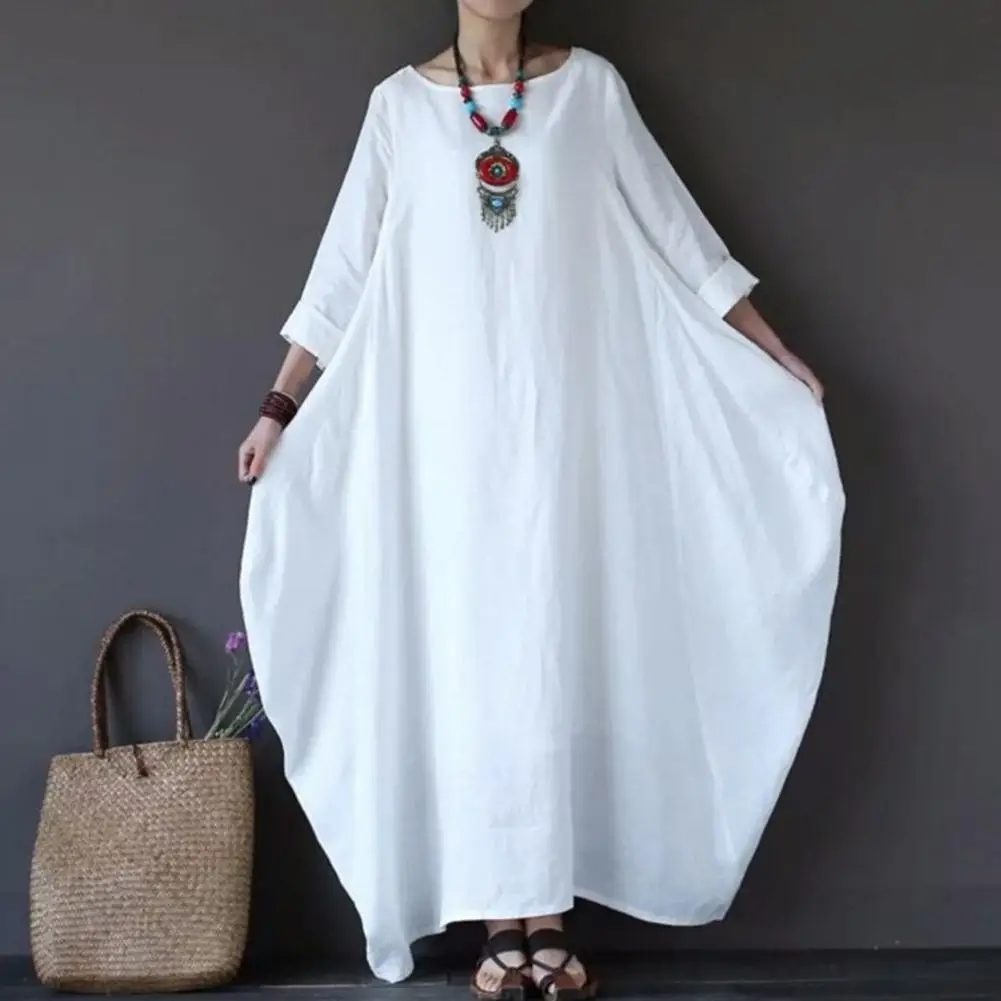 Yfashion женское однотонное хлопковое повседневное длинное платье большого размера