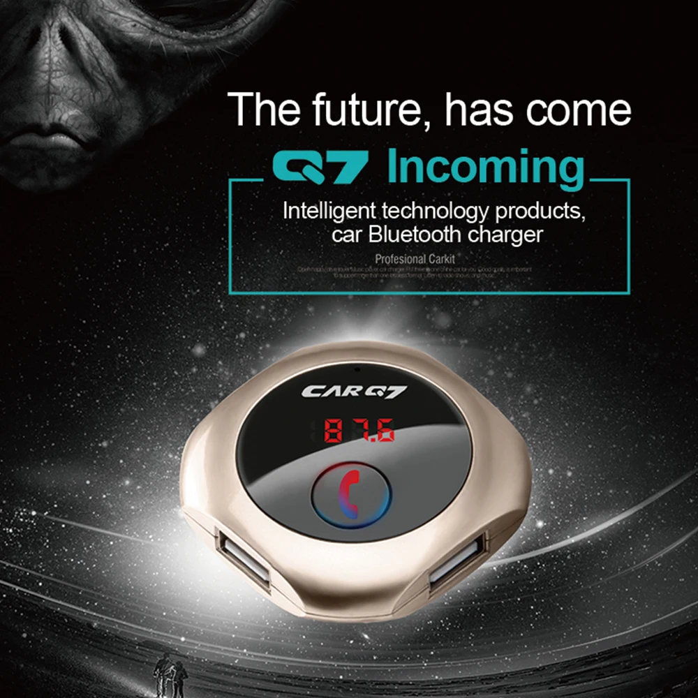 Q7 Bluetooth Автомобильный Зарядное устройство MP3 плеер телефонные звонки в режиме Hands