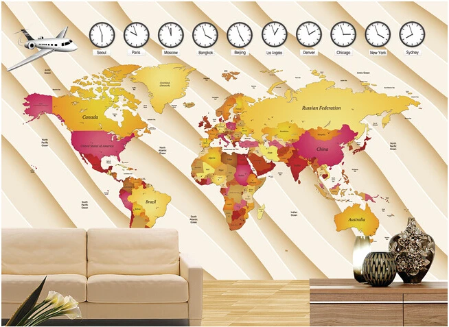 Custom wallpaper children cartoon mural the world map for living room TV wall Papel de parede para quarto vinyl | Обустройство дома