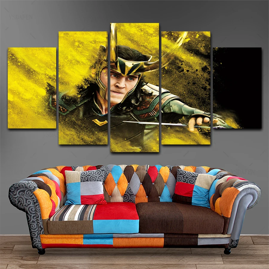Прямая поставка HD 5 панелей холст искусство MV Thor Ragnarok Супергерой воин пантера